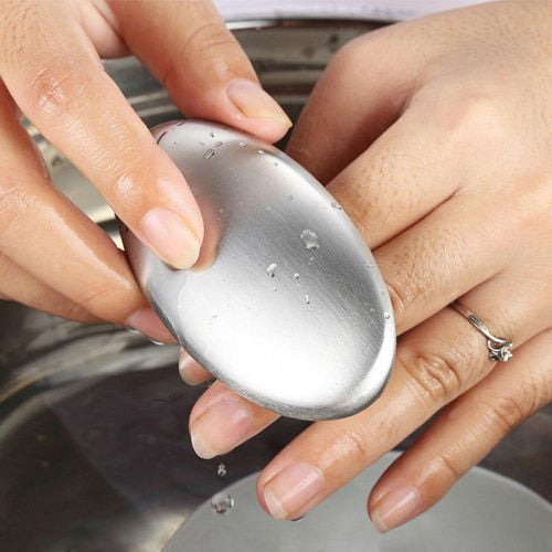 Stainless steel odor-removing soap to remove garlic and fish-removing odor