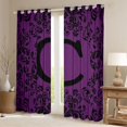 thumbnail image 2 of Homewish Bohemian Damask Print Blackout Curtains Set of 2 (52x84 Each), Purple Hippie Damask Floral Window Curtains, Vintage Letter C Curtains and Drapes, Curtains and Drapes Home Decor, 2 of 6