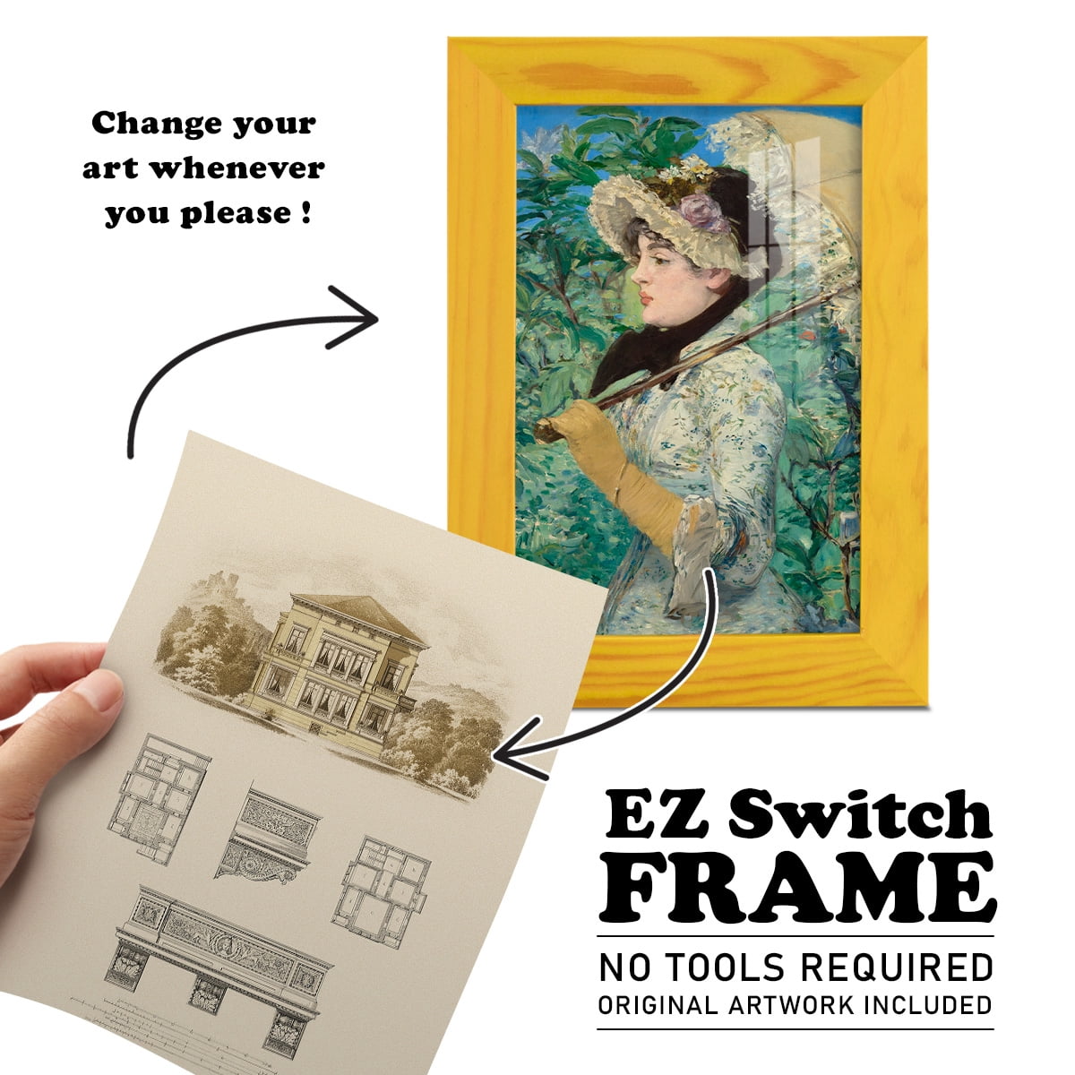 Estate and Plan I -Framed Print w/glass-Sunflower Yellow