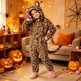 thumbnail image 2 of Faraee Kids Halloween Funny Pajamas 2-10 Years Flannel Fleece Black Leopard Hood Cat Costume Girls Boys Animal Cosplay Party One Piece Romper 2T 3T 4T 5T 6T, 2 of 6