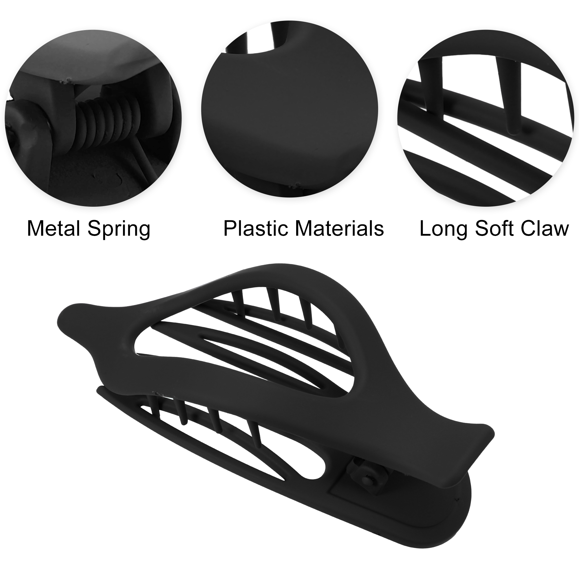 Unique Bargains 3Pcs Plastic Hair Claws Hair Clips Hair Barrettes Black
