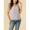 thumbnail image 6 of INSPIRE CHIC Women's Summer Floral Blouse Bow Tie Decor Casual Tank Tops XS Lavender, 6 of 9