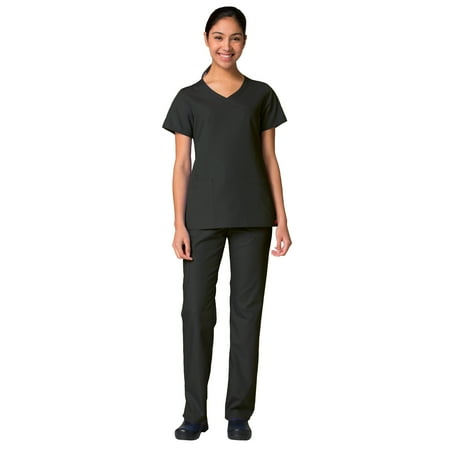 

Maevn Red Panda Women s Curved Mock Wrap Top & Full Elastic Cargo Pant Scrub Set