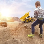 Top Race Remote Control Dump Truck - 5-Channel Electric Radio Control Construction Vehicles - Realistic Toy with Lights and Sounds for Kids 5 Up - Car Truck for Indoor, Outdoor (Plastic)