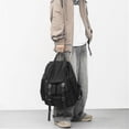 thumbnail image 5 of Mochilas negras lisas para hombre, ropa informal de moda, mochila para hombre, mochilas escolares de gran capacidad Harajuku, 5 of 5