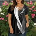 thumbnail image 4 of TQWQT Plus Size Tunic Tops for Women 4x-5x Sexy V Neck Criss Cross Tshirts Striped Color Block Graphic Tees Short Sleeve Tunic Tops Large Casual Blouses Black 4XL, 4 of 4