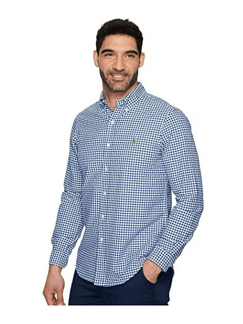 POLO RALPH LAUREN 710548535007: Men's Gingham Oxford Shirt, Blue