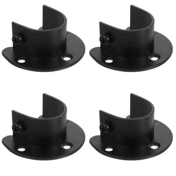 Shower Curtain Rod 4 Pcs Bracket Holders Closet Pole Socket Wall Flange Seat Base Stainless Steel