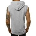 thumbnail image 3 of Men's Solid Color Sleeveless Zip-Up Hooded With Pockets Sleeveless Top(Gray,XXL), 3 of 6