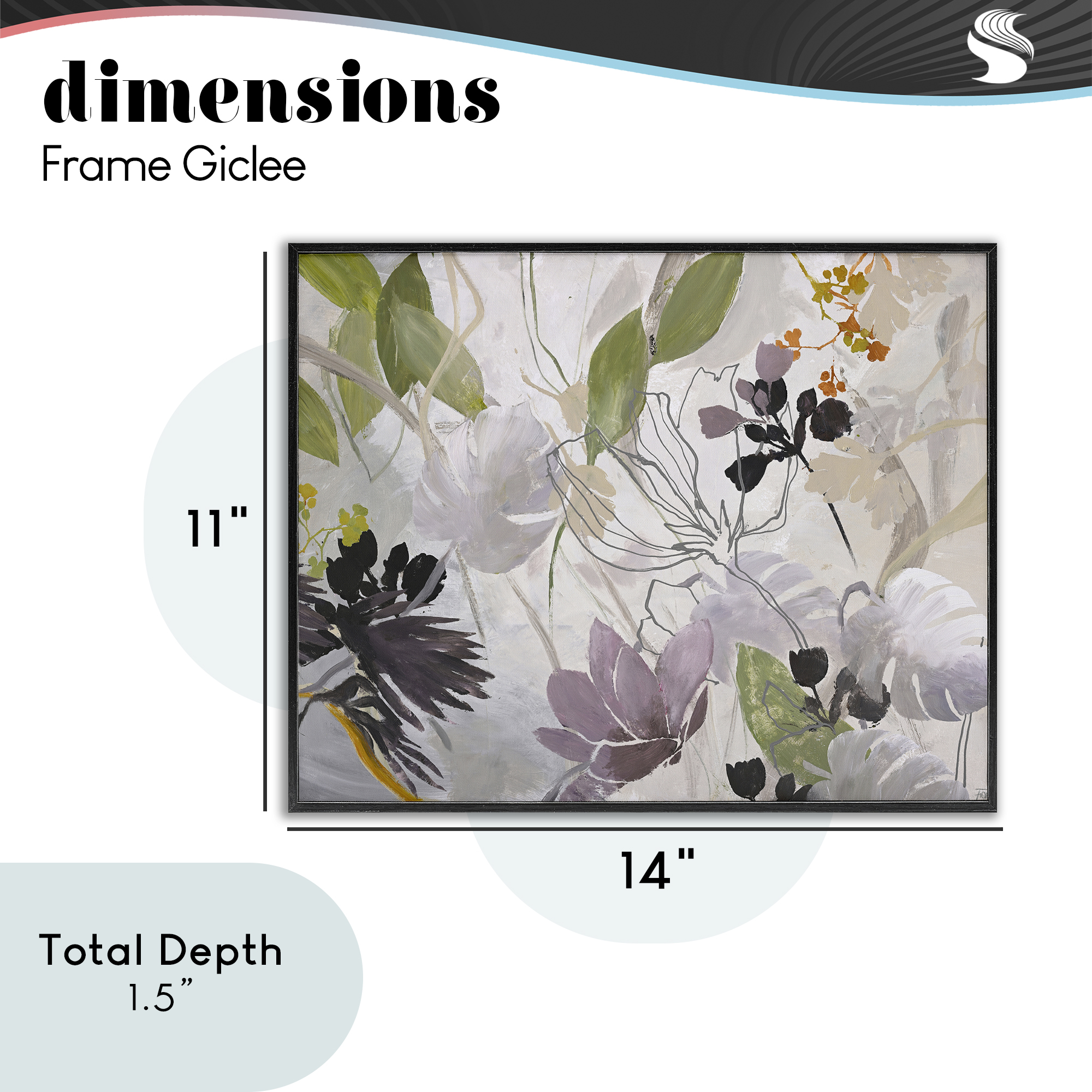 Soft Spring Organic Flora Black Framed Giclee Art, design by Design Fabrikken