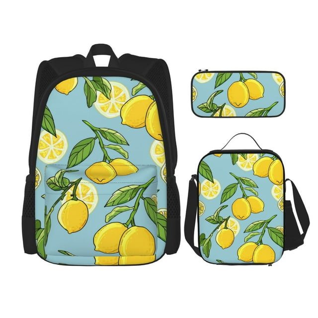 Balery Lemon Mochila escolar 3 en 1 para niños: mochila resistente con lonchera térmica y estuche para lápices. Mochila escolar para niños y niñas.