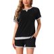 thumbnail image 1 of Conjuntos de pijama para mujer INSPIRE CHIC de 2 piezas, con manga corta, ropa de dormir casual, conjuntos de lounge con bolsillos, L, negro, 1 of 5
