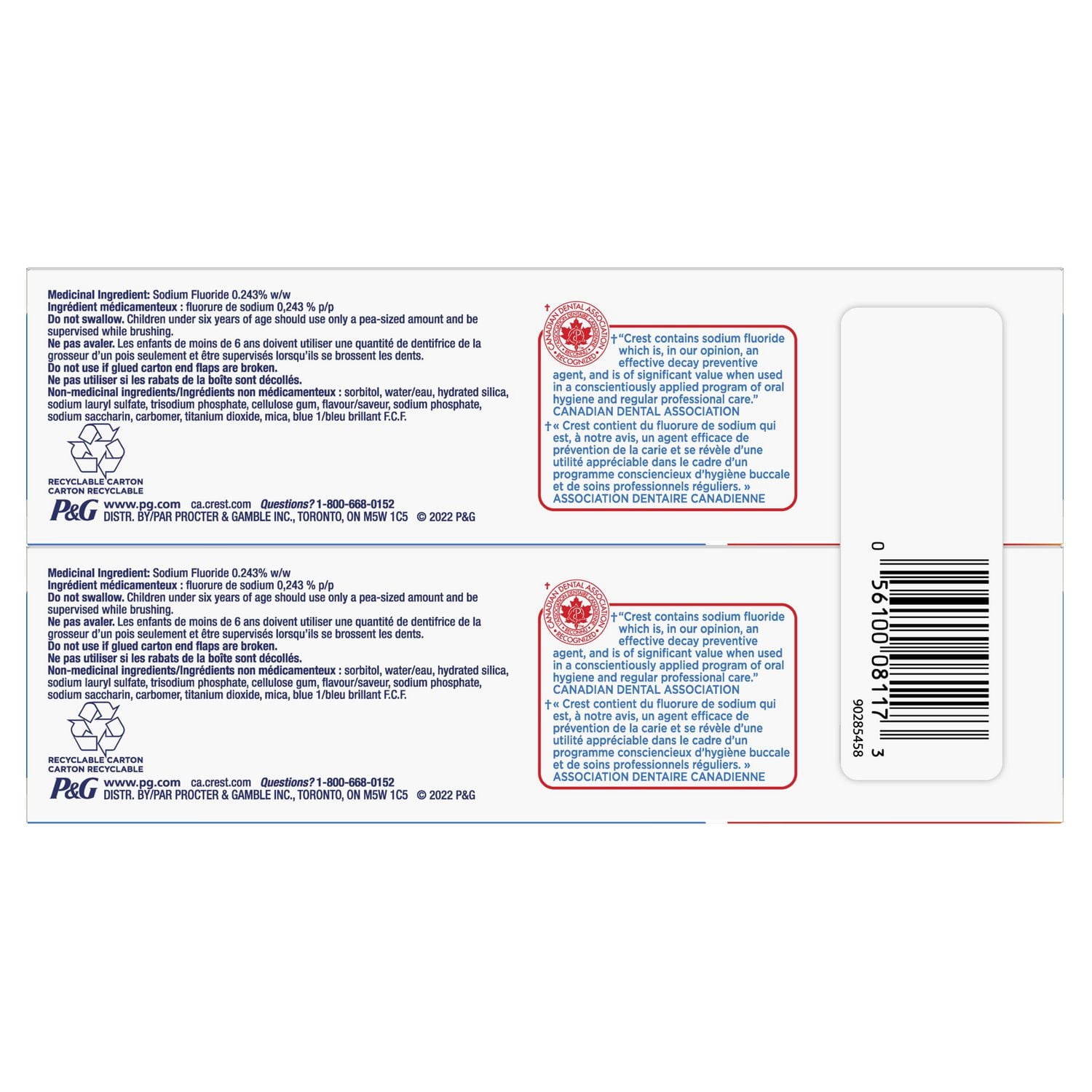 Dentifrice Crest Protection anticarie pour enfants, saveur Gel étincelant 100 ml, paquet de 2