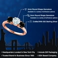 thumbnail image 2 of Gem Stone King 18K Rose Gold Plated Silver Sky Blue Aquamarine and Black Diamond Engagement Ring for Women | 1.85 Cttw | Round 6MM | Gemstone March Birthstone | Size 9, 2 of 6