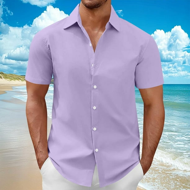 pstuiky Camisas de vestir de manga corta para hombre, Camisa informal de manga corta con cuello vuelto y transpirable para hombre camisas casuales para hombre s