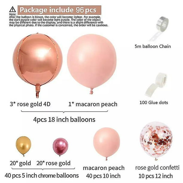 Arche de ballon rose et or rose, 126pcs Kit de guirlande de ballons roses  avec ballon en or rose 4d, ballons en latex violet rose pour filles fête