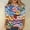 Blue, variant on Plus Size 3/4 Sleeve Tops for Women,Ladies' Loose Casual Daily Printed Round Neck Three Quarter Sleeve 3/4 Sleeve T-shirt Multicolor M