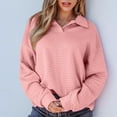 thumbnail image 5 of Arnsht Women's Fall Sweatshit Lightweight Oversized Sweatshirts Long Sleeve Plain Turn Down Collar Pullover Shirts Pink XXL, 5 of 9