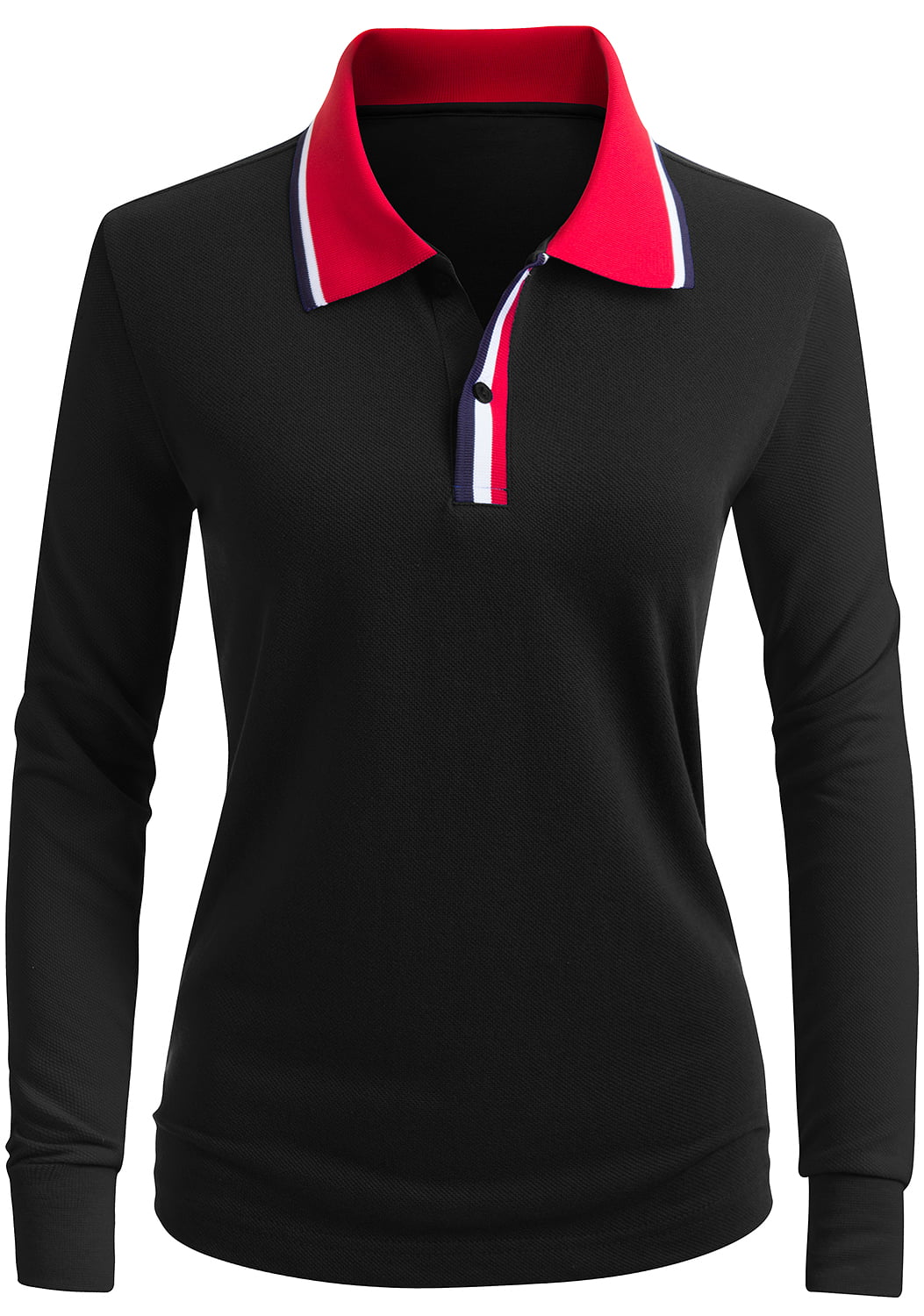 CLOVERY Women's Polo Shirt Casual 2-Button Short Sleeve Point Collar 