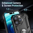 thumbnail image 5 of 3-in-1 Entronix Heavy Duty Case Bundle for iPhone 16 Pro Max, Shockproof Rugged Cover with Rotating Holder Ring and 2 Clear Tempered Glass Screen Protectors, Black, 5 of 8