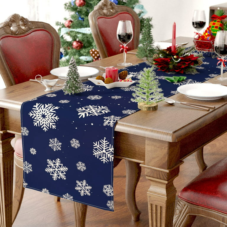 Newhomestyle Black Christmas Table Runner - Snowflake Christmas