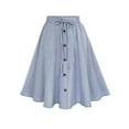 thumbnail image 5 of Besolor Summer Midi Skirt for Women Striped Elastic Waist Drawstring Button Front A-Line Flowy Beach Vacation Skirts, 5 of 6