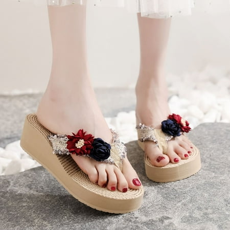 

Fashion Women Beach Breathable Sandals Home Slipper Flip-Flops Wedges Shoes