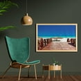 thumbnail image 2 of Beach Wall Art with Frame, Walkway Heads to Sandy Beach Resort in Cuba Summer Day Hot Burnt Ocean, Printed Fabric Poster for Bathroom Living Room, 35" x 23", Chocolate Navy Turquoise, by Ambesonne, 2 of 2