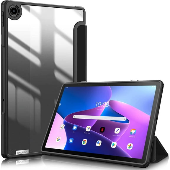 Fintie Hybrid Slim Case for Lenovo Tab M10 Plus (3rd Gen) 10.6" 2022, Shockproof Cover with Clear Transparent Back Shell for Lenovo Tab M10 Plus Gen 3 10.6" Tablet (A-Black)