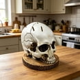 thumbnail image 4 of Halloween Gothic Skull Knife Holder Resin Skeleton Stand Horror Kitchen Storage Head Rack for Forks Knives Halloween Party Supplies Spooky Tabletop Decor, 4 of 6