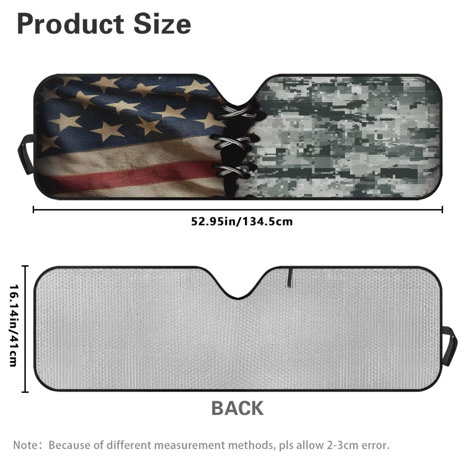 Binienty American Flag Gray Camo Car Sun Shade Windshield for Jeep Wrangler Gladiator FJ Cruiser Folding Sun Shade Windshield Automotive Accessories Interior Protector Heatshield Easy to Install