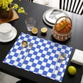 thumbnail image 4 of Blue and White Checkered Pattern Summer Placemats Table Placemats Set Of 4-Linen Kitchen Washable Placemats Table Mats 11.8"x17.7" Non-Slip Heat Resistant, 4 of 6