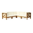 thumbnail image 2 of Noble House Brava Wood 5 Seater Sectional Sofa Set with Cushions Teak/Beige, 2 of 9