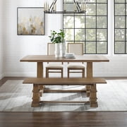 Farmhouse Dining Set - 4 Piece Table, Bench & Chairs - Rustic Brown - Modern Dining Room Furniture