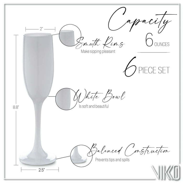 Vikko 10.5 Ounce Wine Glasses | Beautifully Shaped Thick and Durable Construction for Parties, Entertaining, and Everyday Use Dishwasher Safe Set of 6
