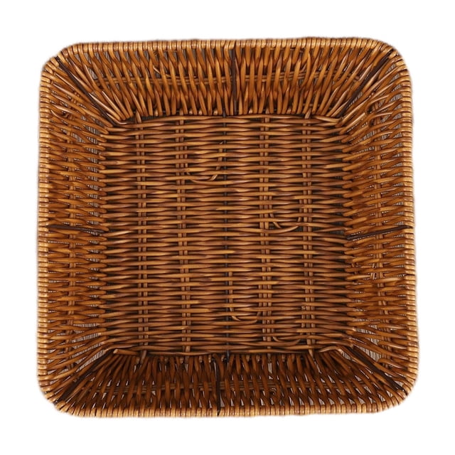 B Imitation Woven Fruit Basket Snack Bread Display Storage Container For Kitchen Dining Room Table Organization Plastic Material 9.45X9.45X2.95 Inches Large