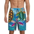 thumbnail image 2 of Rocae Little Sea Turtles for Men's Soft Sleep Pajama Shorts, Waistband and Pockets, 2 of 9