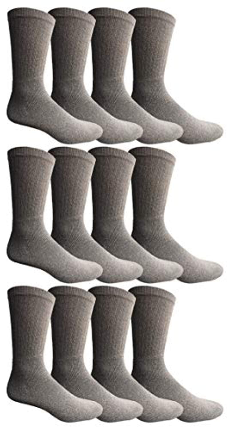 4 12 PACK Kid/'s Sports Cotton Crew Socks Solid Black Junior Size 6-8 Boy Girls