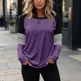 thumbnail image 5 of Yourumao Womens Crewneck Sweatshirts Color Block Lightweight Sweatshirt Striped Long Sleeve Plus Size Pullover Tops for Outdoor, 5 of 6