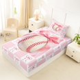 thumbnail image 4 of Erosebridal Pink Bow Baseball Twin Sheet Sets 3pcs for Kids Girls,Geometric Plaid Bedding for Teens Female Women,Lightweight Room Decor, 4 of 5
