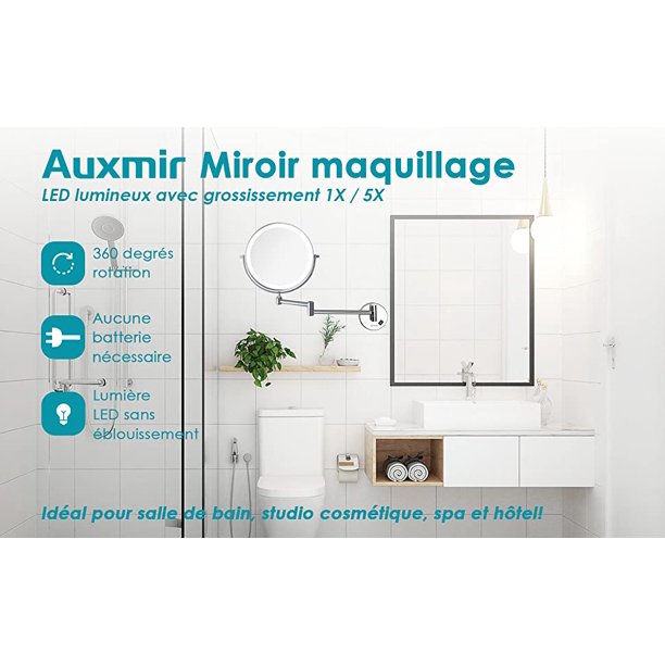 CkeyiN Miroir à Maquillage LED,Miroir Grossissant 5X Lumineux pour CkeyiN Miroir à Maquillage LED,Miroir Grossissant 5X Lumineux pour