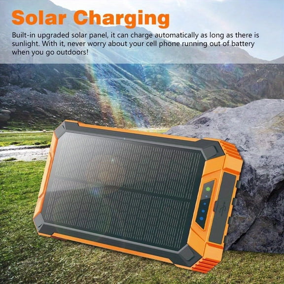 29800mAh / 40000mAh Solar Power Bank, Wireless Charger with Built-in 4 Cables, Six Outputs & Three Inputs, Portable Solar Charger with Dual Flashlights for All Mobile Devices