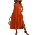 thumbnail image 3 of Prettady Womens Summer Dresses Sleeveless Maxi Dress V-Neck Casual Flowy Tiered Sundresses Orange Color XXL, 3 of 8