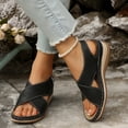 thumbnail image 6 of YgkuHd Women's Casual Wedge Sandals with Arch Support Thick Cushioned Footbed Adjustable Ankle Strap Peep Toe Black,8.5, 6 of 9