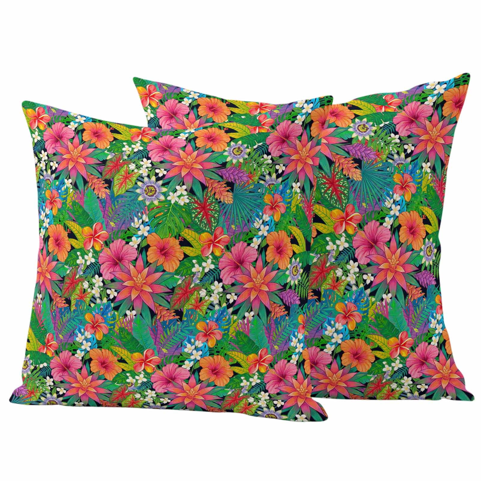 Colorful Floral Outdoor Waterproof Throw Pillow Covers 26x26 Set of 2, Summer Botanical Flowers Watercolor Decorative Pillowcases Cushion Pillowcase for Couch Sofa Patio Outside Pillow Protector