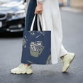 thumbnail image 6 of YFYANG Reusable Cotton Canvas Tote Shopping Bag, Watercolor Floral Pattern Washable Portable Grocery Bag for Daily Travel, 6 of 8