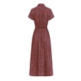 thumbnail image 6 of Dolkfu Shirt Dress Womens Fall&Winter Dresses Long Red Short Sleeve Collared Dresses Paisley Abstract Geometric Relaxed Fit Garments Wine,Xxl, 6 of 6