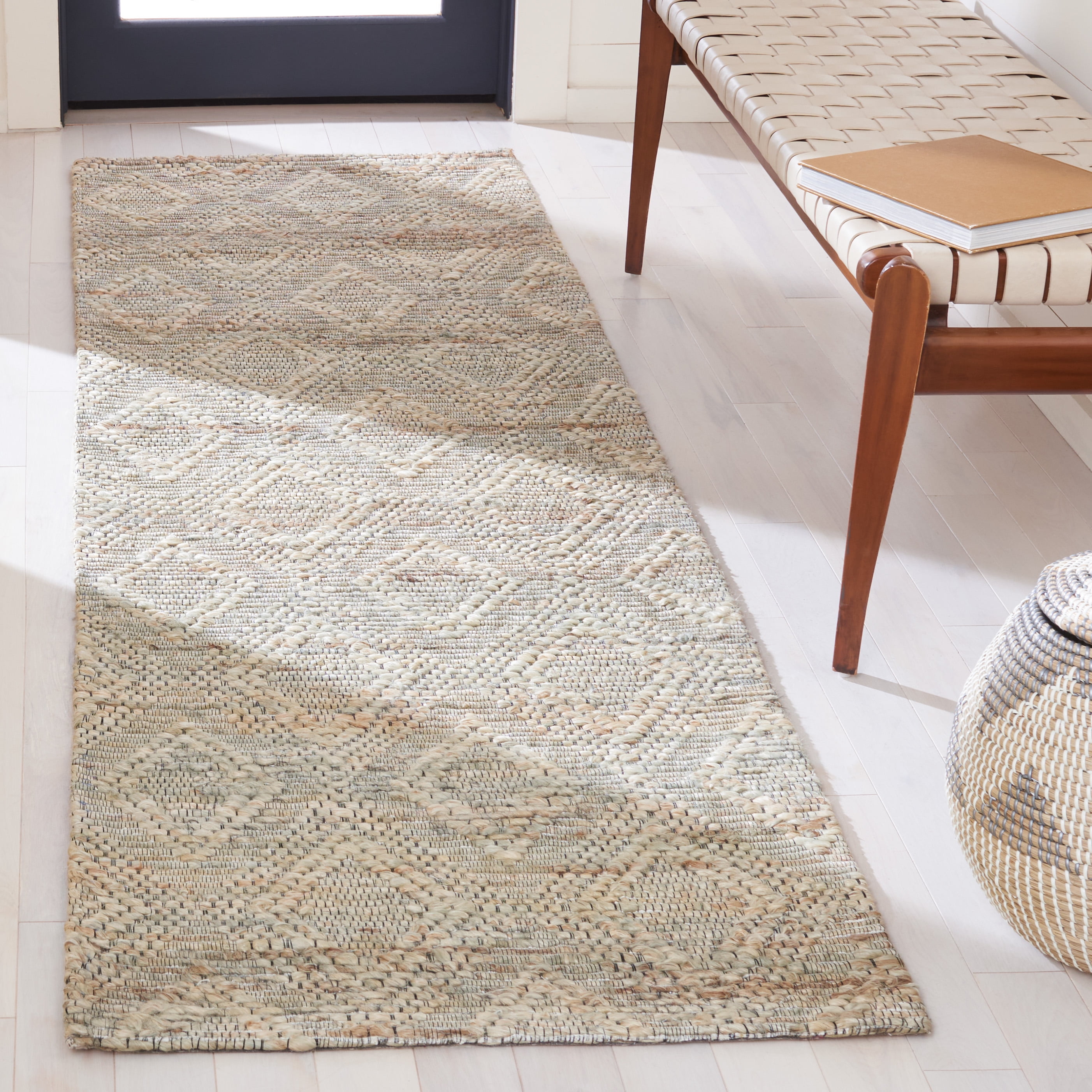 SAFAVIEH Marbella Phillis Diamond Runner Rug, Grey/Sage, 2'3" x 8'