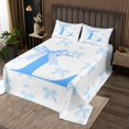 thumbnail image 2 of Erosebridal Initial L Letter Coverlet Set King, Blue Ribbon Bedding Set, Chic Monogrammed Bedspread Sets King Size, Microfiber Bedroom Decor, 3pcs, 2 of 5
