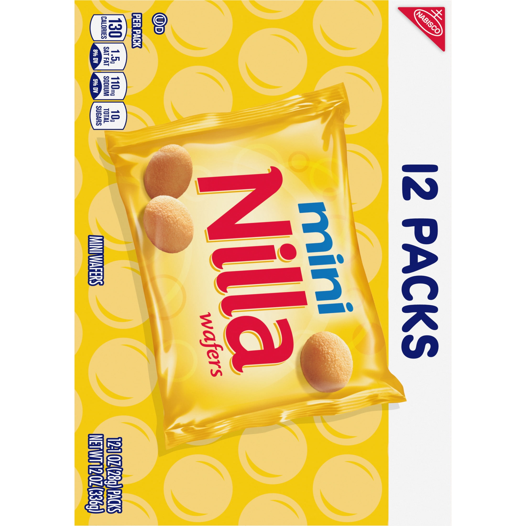 NILLA Wafers Mini Cookies, Vanilla Wafers, 12 Snack Packs